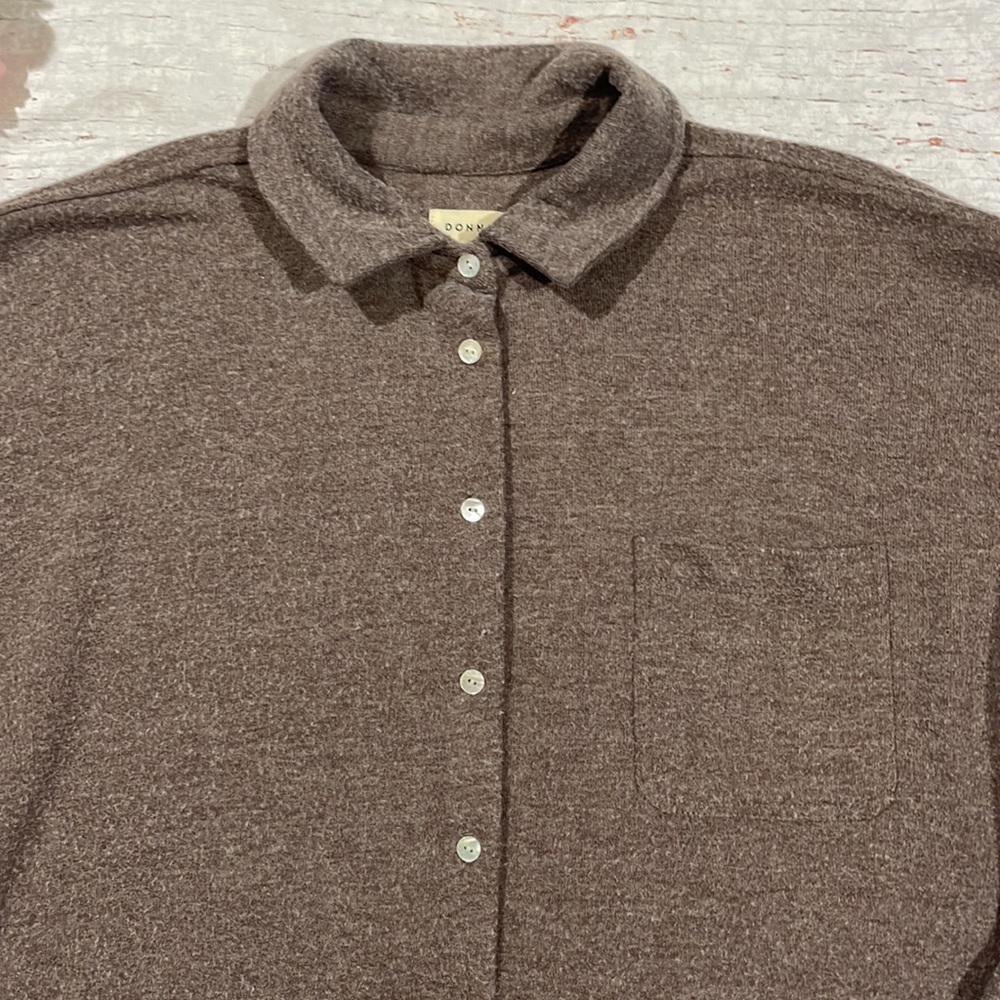 Donni Brushed Sweater Button Down Cho Brown Shirt Jacket Shacket - Picture 6 of 13